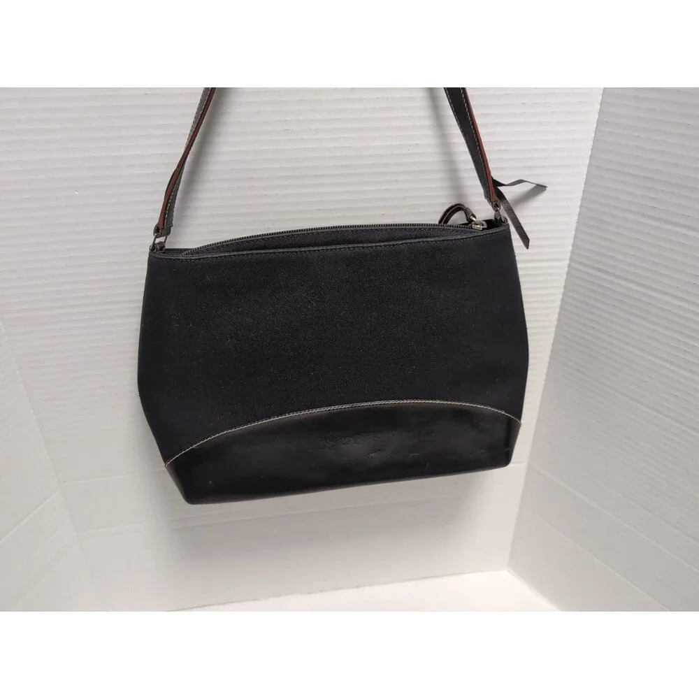 KATE SPADE BLACK CANVAS LEATHER PURSE BAG NEW YORK Beautiful - Picture 6 of 16